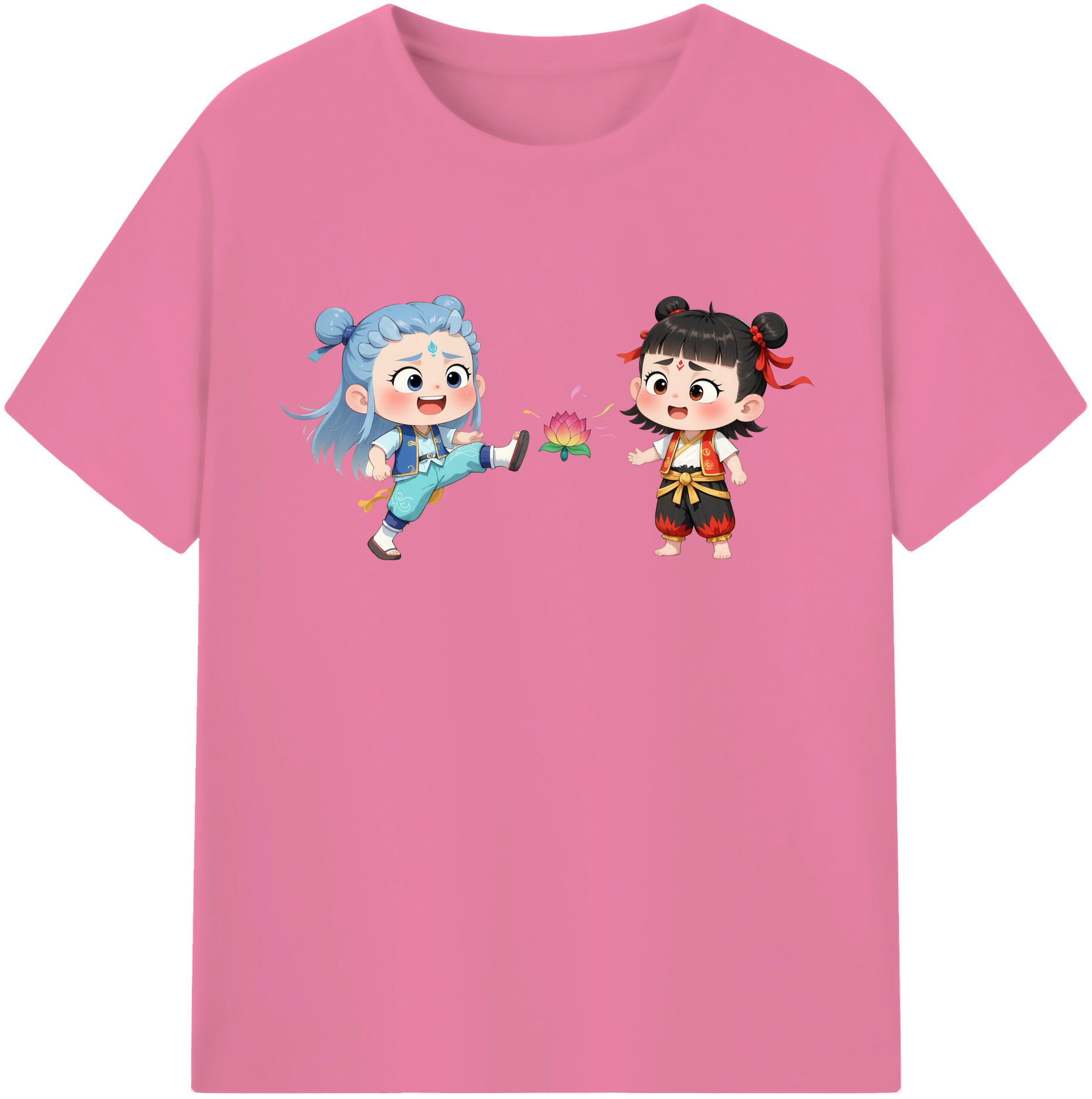 （画像用） Ne Zha 2 ナタ 魔童の大暴れ 綿100％半袖Tシャツ（フロントプリント）